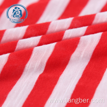 Stripe Knitted Spun Polyester Jersey Slub Fabric